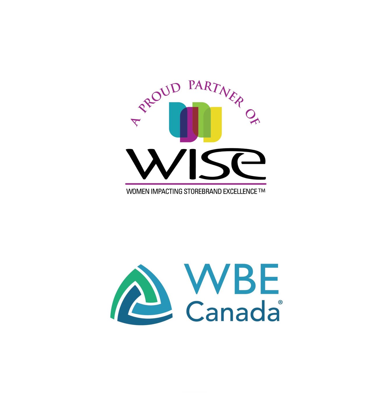 The WISE 'A proud partner of' logo and the WBE Canada logo