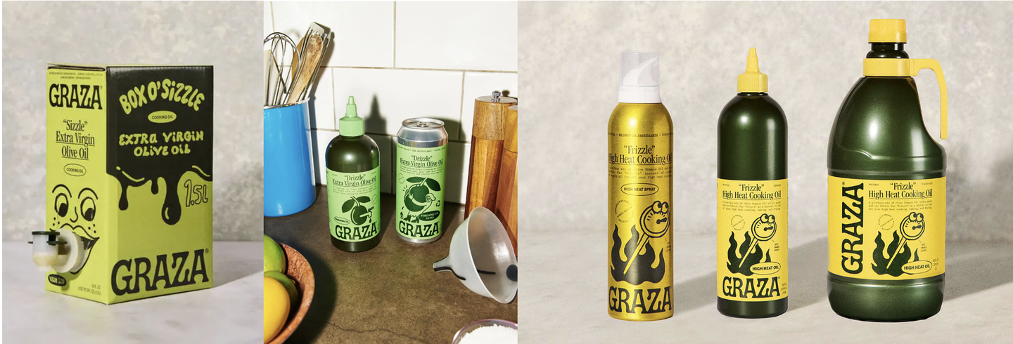 Format flips: Graza olive oil in a bag-in-box and in squeeze bottles